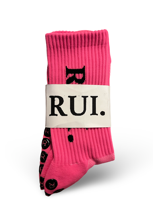 Pink grip socks